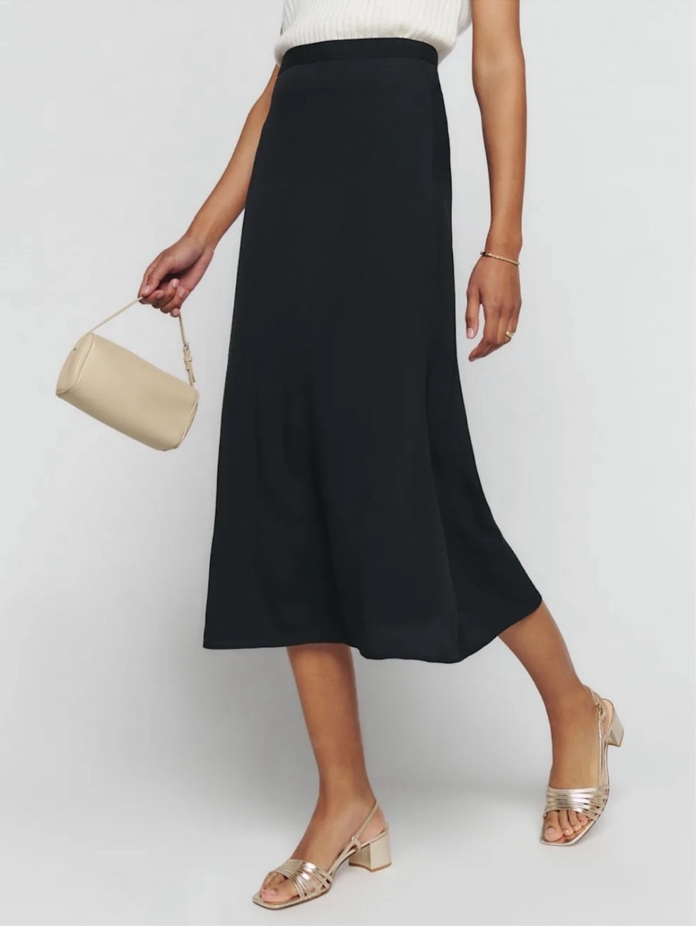 Reformation Black Bea Midi Skirt - 6
